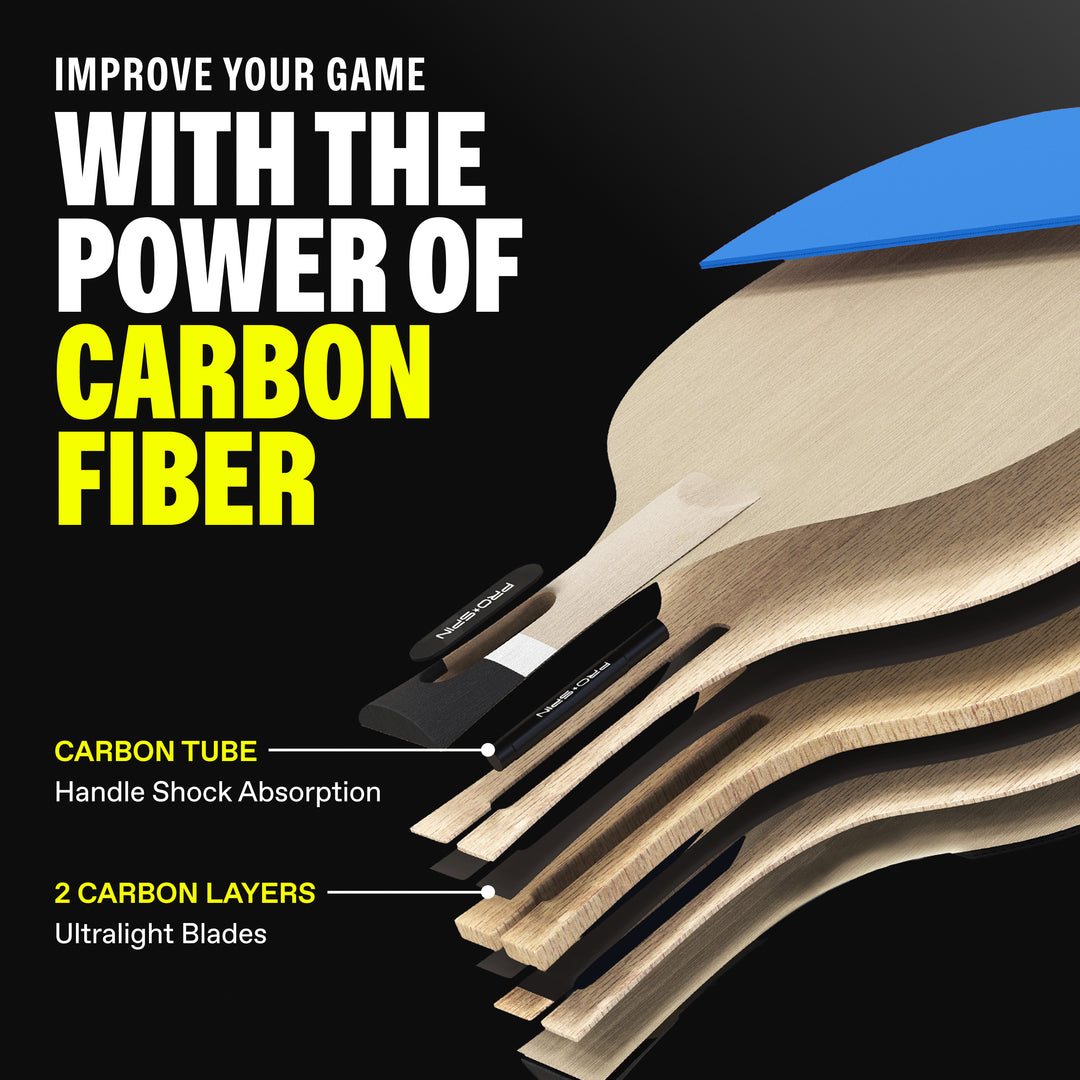 Carbon Fiber Ping Pong Paddles - 4-Player Competition Set